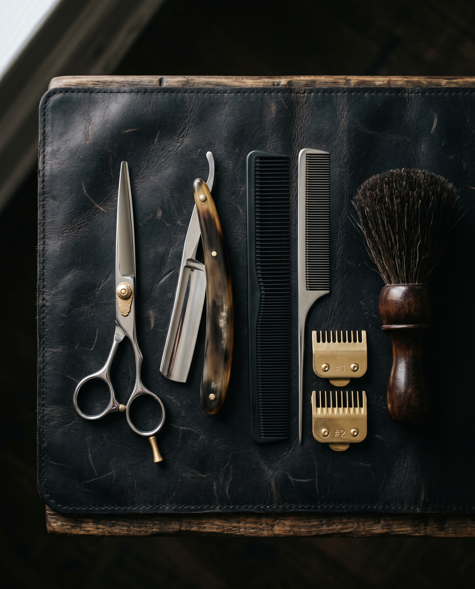 Tools laid out at Origins Barbershop